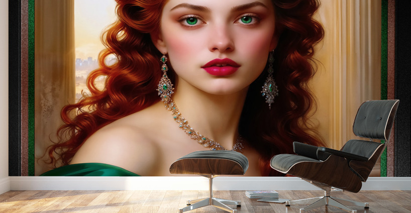 Her Captivating Green Eyes Renaissance-Inspired Portrait Of A Lady