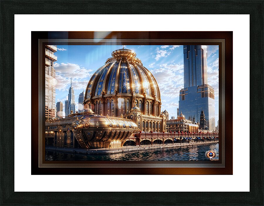 The Golden Arkasian Pavilion Astonishing AI Concept Architectural Art by Xzendor7 Picture Frame print