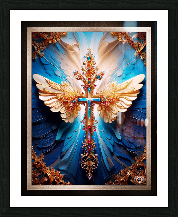 The Light Of Heaven Angel Wings Cross Beautiful AI Concept Art by