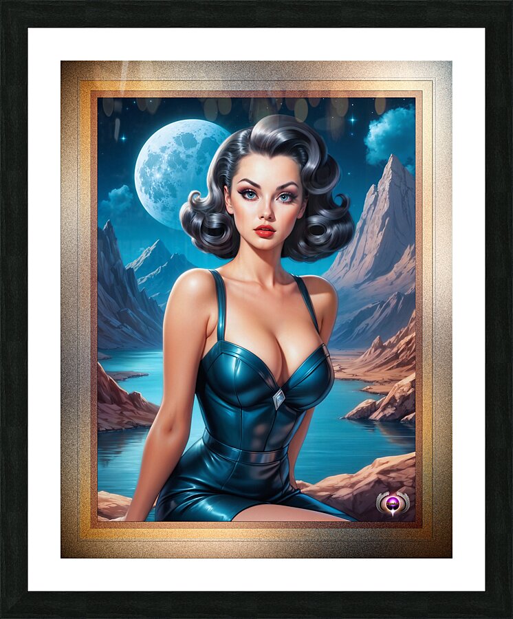Im On Vacation Mesmerizing AI Concept Portrait Pin Up Art by Xzendor7 Picture Frame print