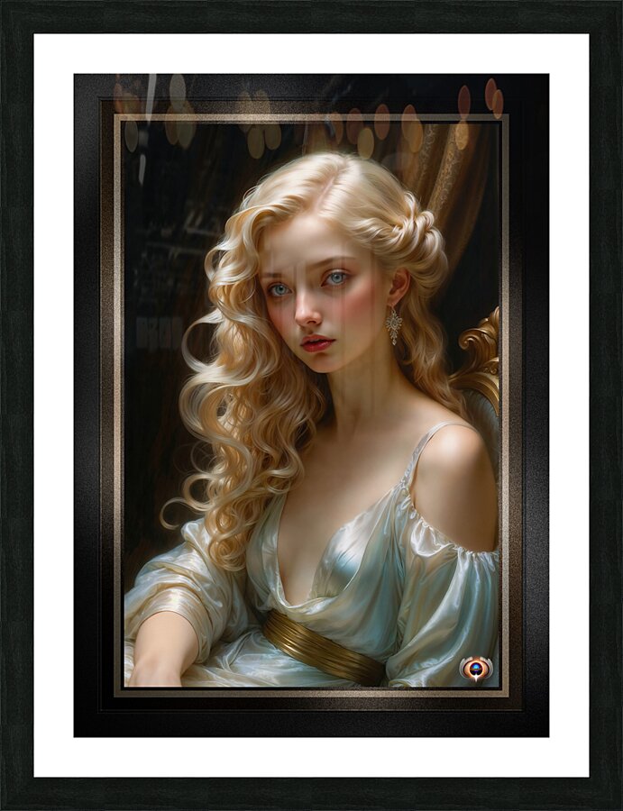 Her Graceful Beauty AI Concept Art Alluring Portrait by Xzendor7 Picture Frame print