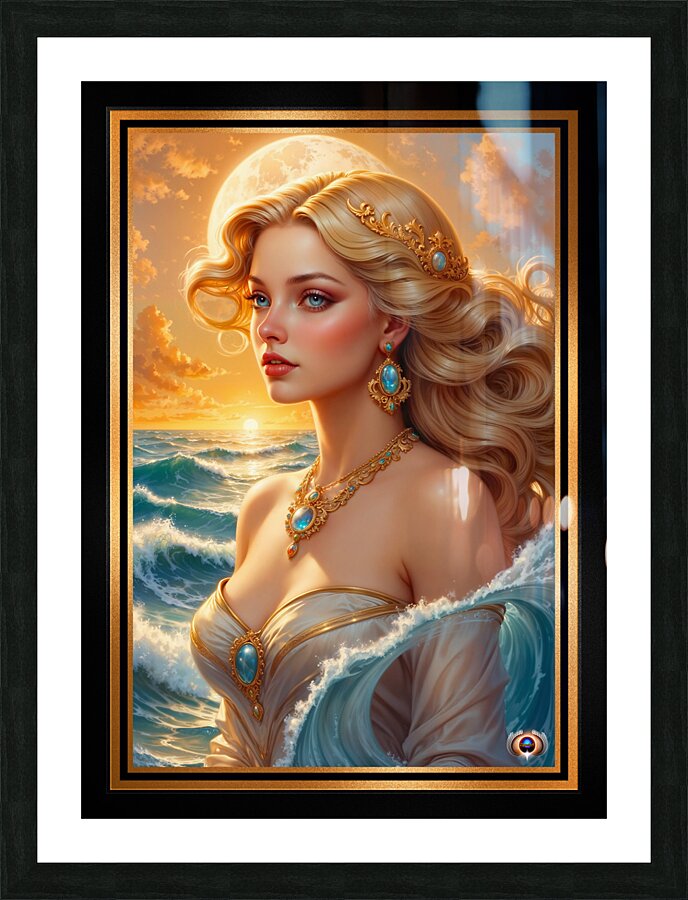 Dawn Commands The Morning Sea Enchanting AI Concept Art by Xzendor7 Picture Frame print