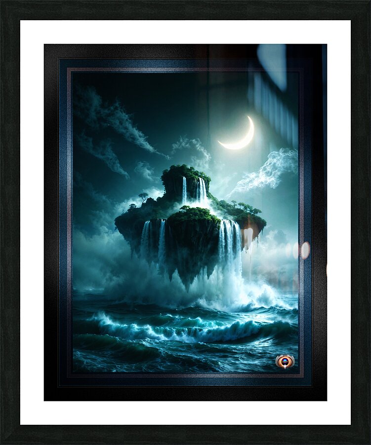 A Surreal Moonlit Island Forest Of Enchantment Awe-Inspiring AI Concept Art by Xzendor7 Picture Frame print