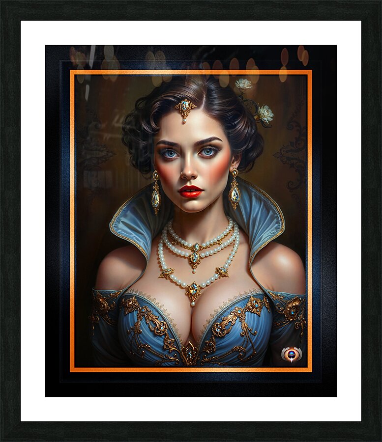 The Timeless Glamour Of A Classical Beauty Portrait Of A Woman Mesmerizing AI Concept Art by Xzendor7 Picture Frame print