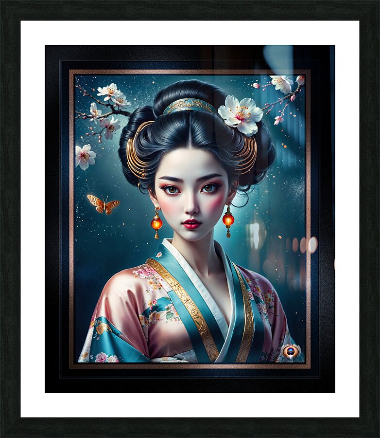 The Essence of Elegance Timeless Portrait of Aiko Nishikawa Captivating AI Concept Art by Xzendor7 Picture Frame print