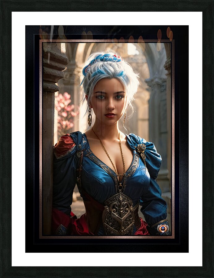 Introspective Portrait Of The Enchanting Titanya Morwen Gorgeous AI Concept Art by Xzendor7 Picture Frame print