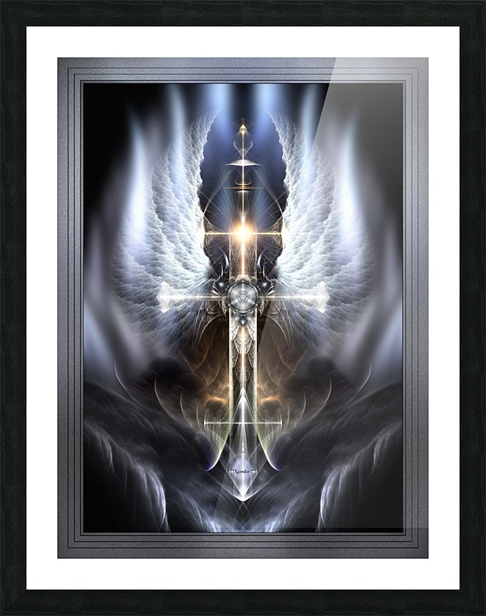 Heavenly Angel Wings Cross Fractal Art Composition by xzendor7