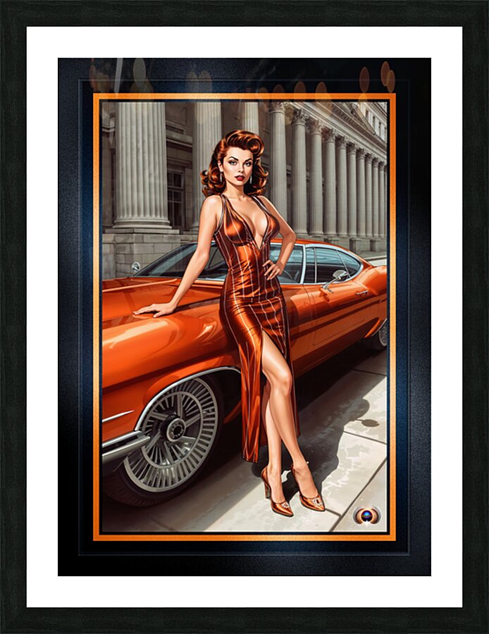 Retro Pinup Glamour Illustration Of Alessandra Valeriani Alluring AI Concept Art by Xzendor7 Picture Frame print