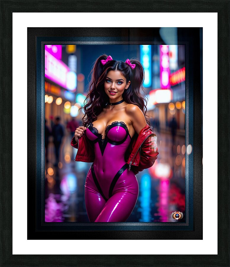 Shes Definitely Not Shy Aylia Stefinwald Nightlife Glamour Captivating AI Concept Art by Xzendor7 Picture Frame print