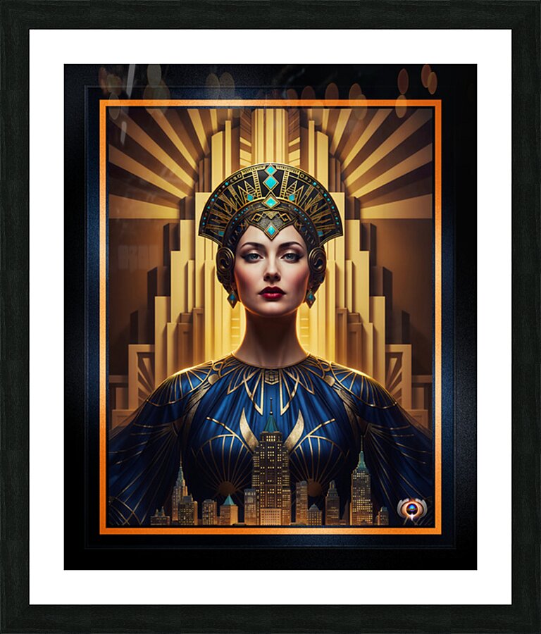 Majestic Portrait Of Rilva Erenia Amidst Golden Architecture Stunning AI Concept Art by Xzendor7 Picture Frame print