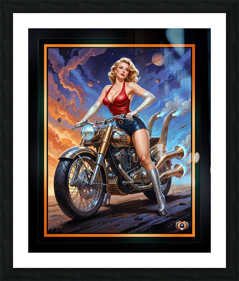The Cosmic Pin-Up Chalyn Slavina On Her Stellarion Cycle Striking AI Concept Art by Xzendor7 Picture Frame print