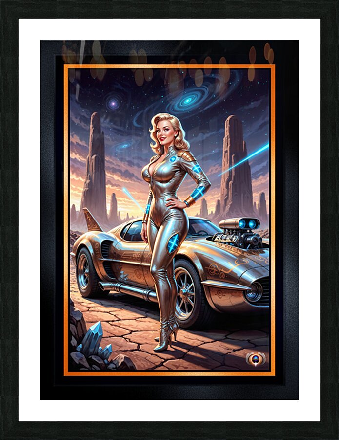 Retro-Futuristic Portrait Of Suralia Valdis By Telivus Cruiser Striking AI Concept Art by Xzendor7 Picture Frame print