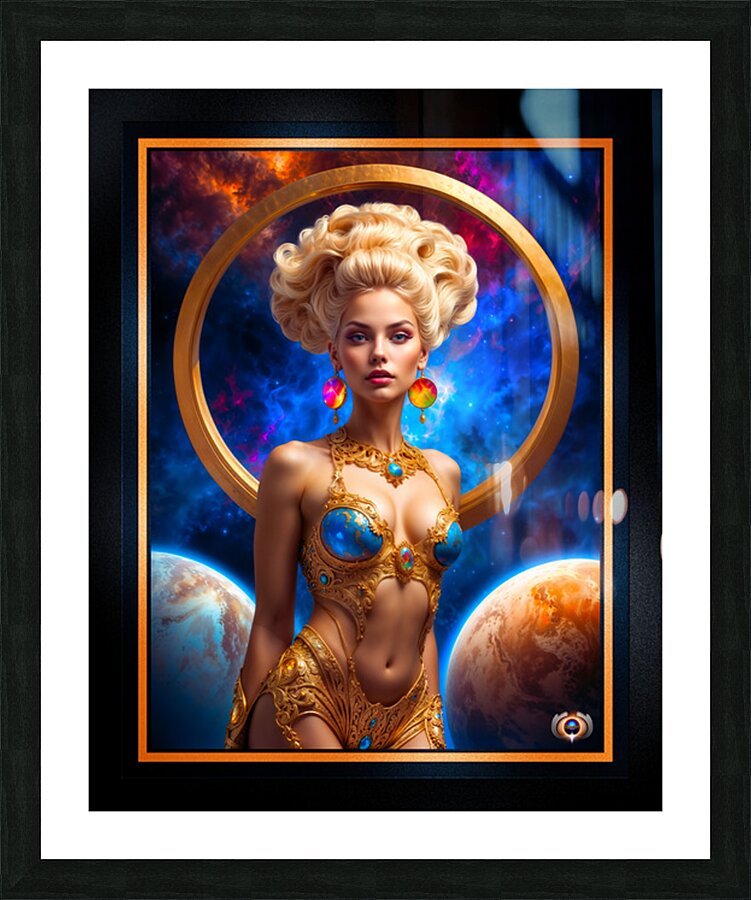 Celestial Sovereign Seraphia Solis Empress Of The Stars Mesmerizing AI Concept Art by Xzendor7 Picture Frame print