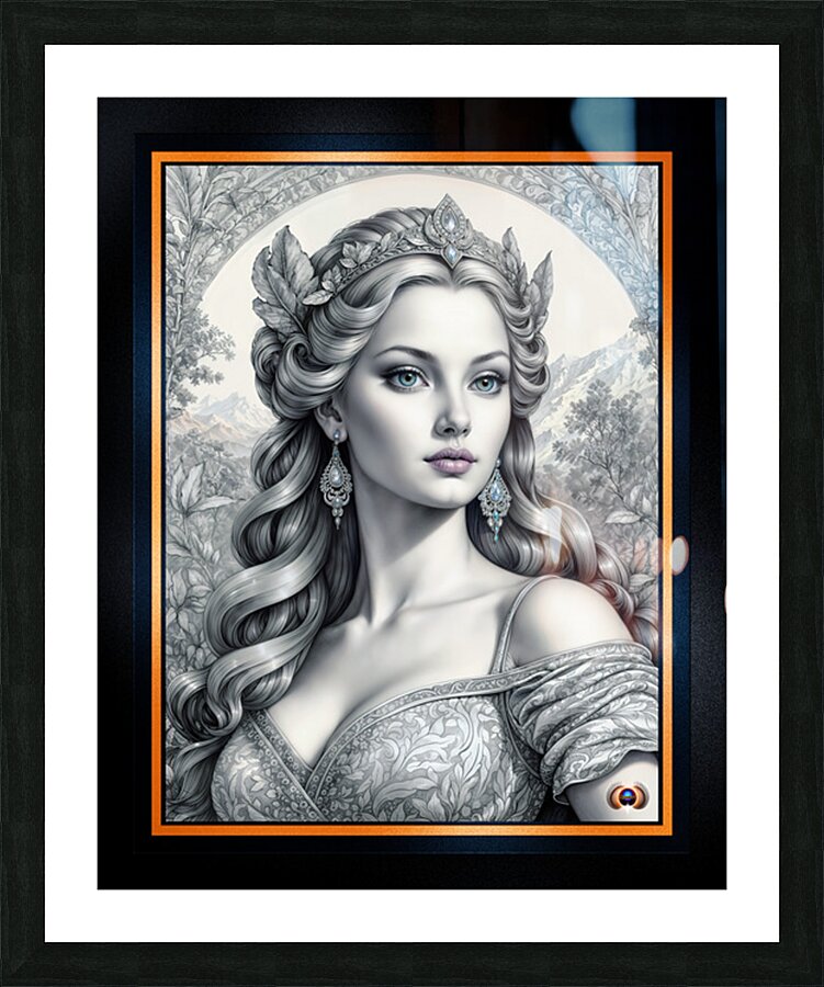 Lady Vaelorin Silvanius In The Garden Of Valtoris Of Aerelon Mesmerizing AI Concept Art by Xzendor7 Picture Frame print