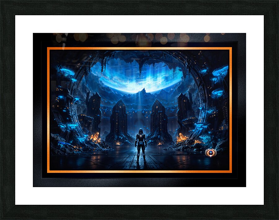 Hikari Vorthas Before The Frozen Sanctum Of Nyxorian Fastenating AI Concept Art by Xzendor7 Picture Frame print