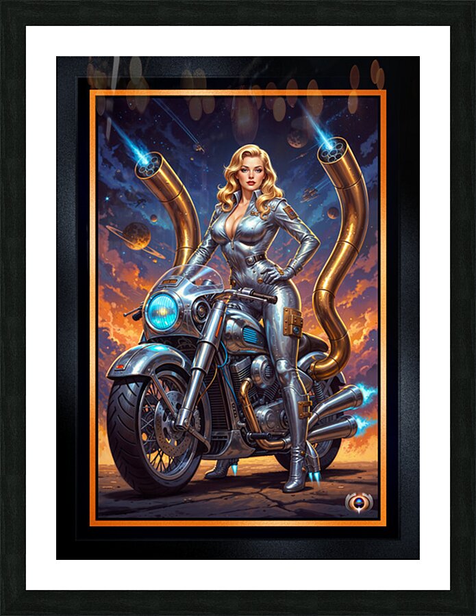 Retro-Futuristic Portrait Of Lady Tsira Zaltera On Solara Gorgeous AI Concept Art by Xzendor7 Picture Frame print