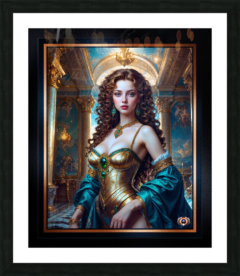 A Majestic Celestial Portriat Of Lady Ryllana Theronis Mesmerzing AI Concept Art by Xzendor7 Picture Frame print