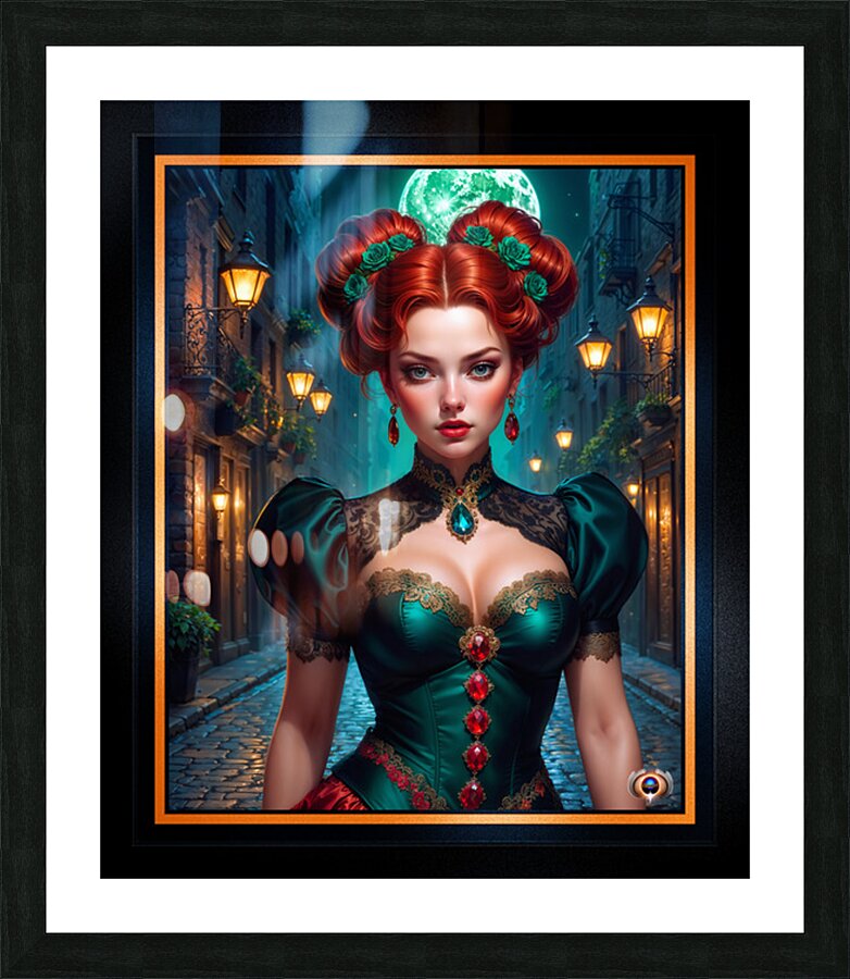 Romantic Gothic Portrait Of Lady Shaelina Trevalian Gorgeous AI Concept Art by Xzendor7 Picture Frame print