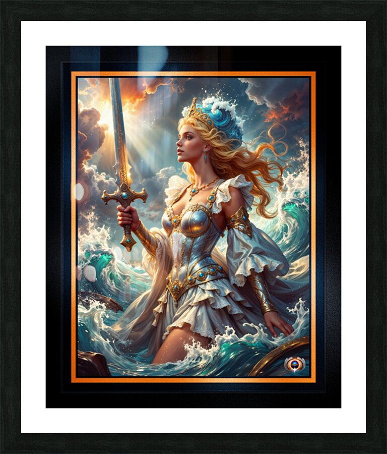 Unveiling Aquilona Luminia Goddess of Water and Light Msmerizing AI Concept Art by Xzendor7 Picture Frame print