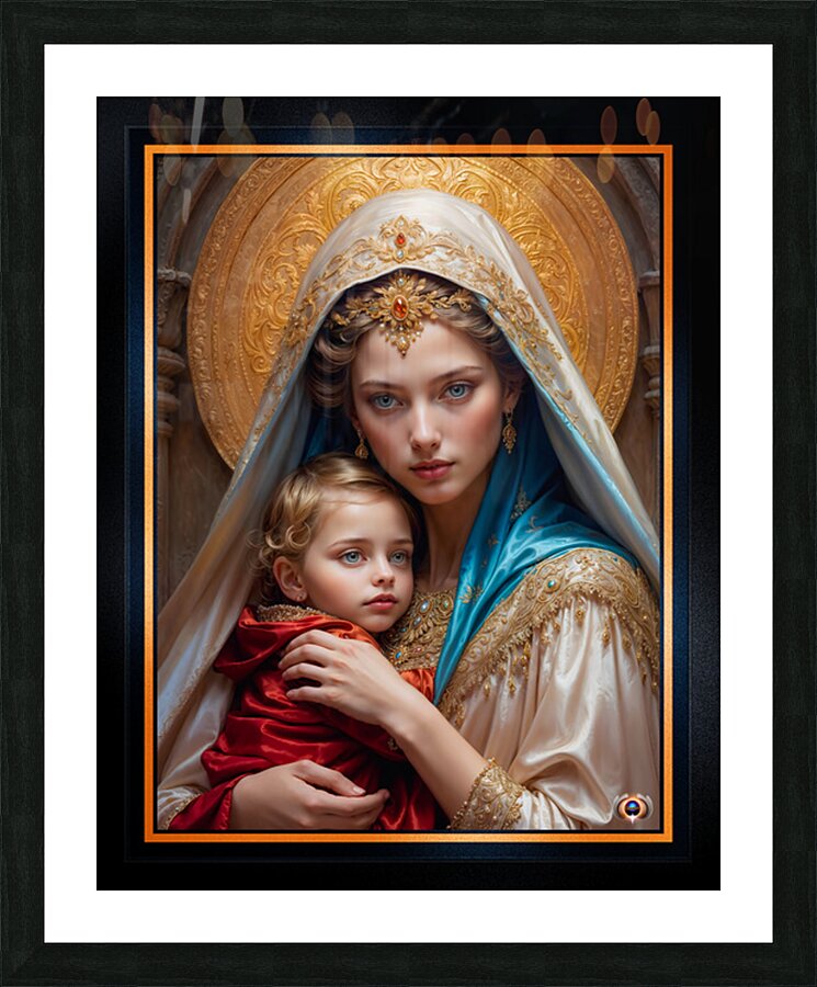 Circolo Aureo di Serenia Portrait Of Lehrenia and Aurelio Angelic AI Concept Art by Xzendor7 Picture Frame print