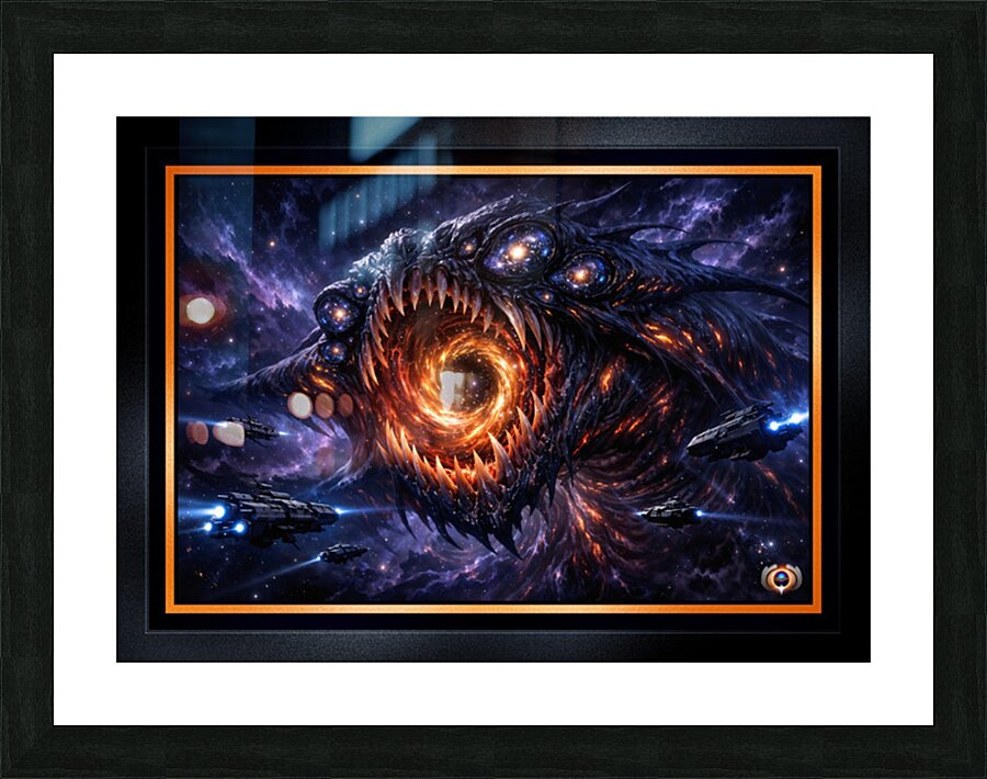 Cosmic Predator Krythos Voren Devourer Of Black Holes Horrific AI Concept Art by Xzendor7 Picture Frame print