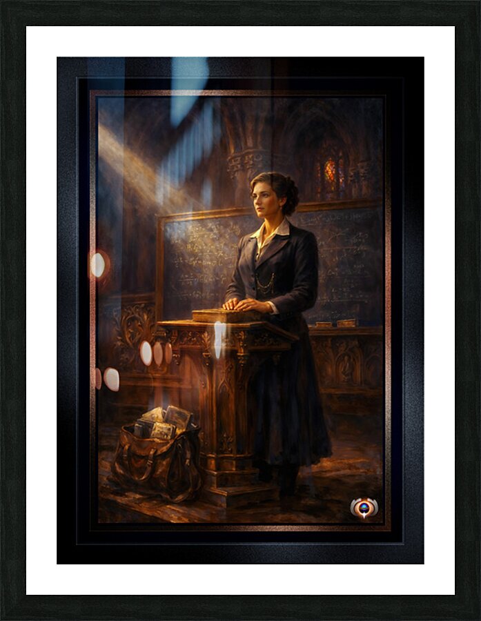 Portrait Of The Brilliant Mathematician Eleonore de Valois Introspective Portrait AI Concept Art by Xzendor7 Picture Frame print