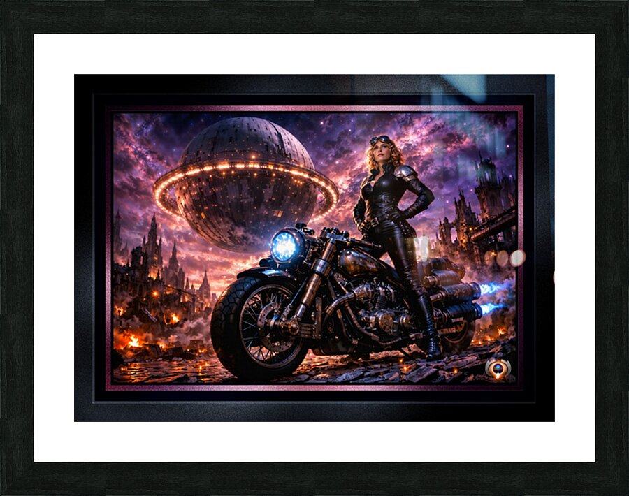 Galactic Portrait Of Livia Rorino Amidst A Cosmic Wasteland Commanding AI Concept Art by Xzendor7 Picture Frame print