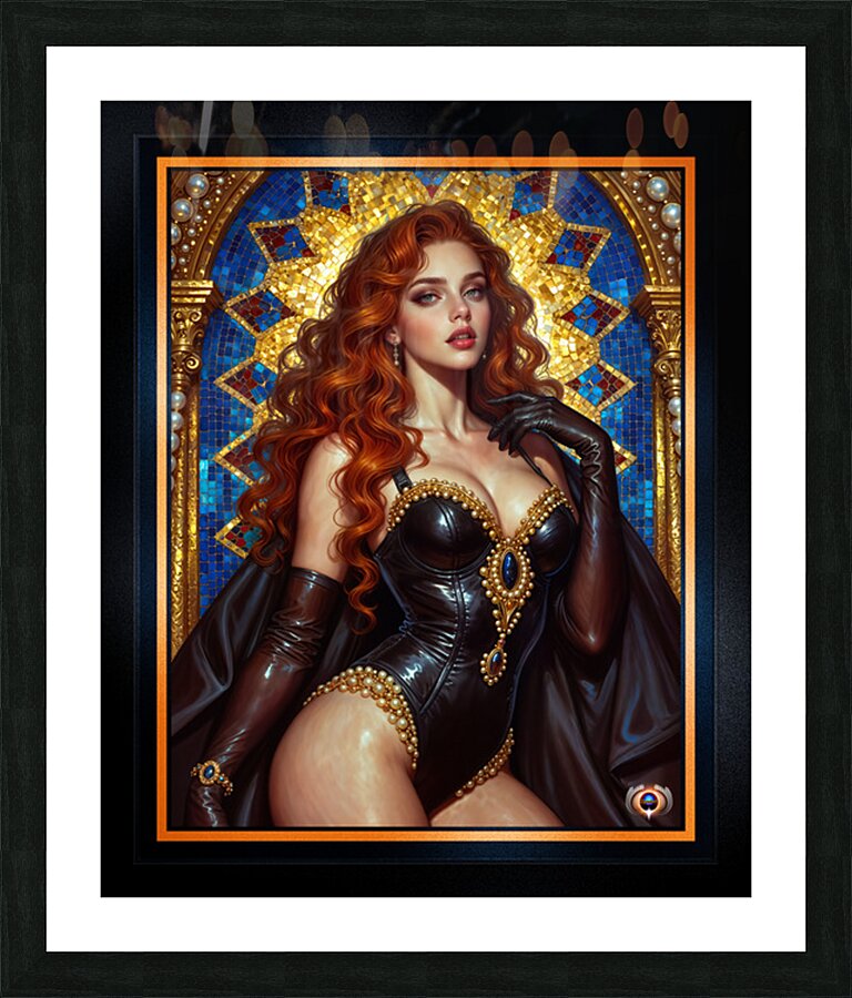 Pinup Diva Portrait Of Liliane Chalmond In Divine Elegance Theatrical AI Concept Art by Xzendor7 Picture Frame print