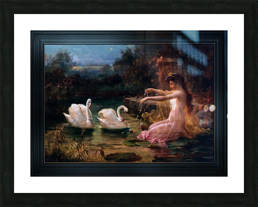 At The Swan Lake by Hans Zatzka by xzendor7 Wall Art
