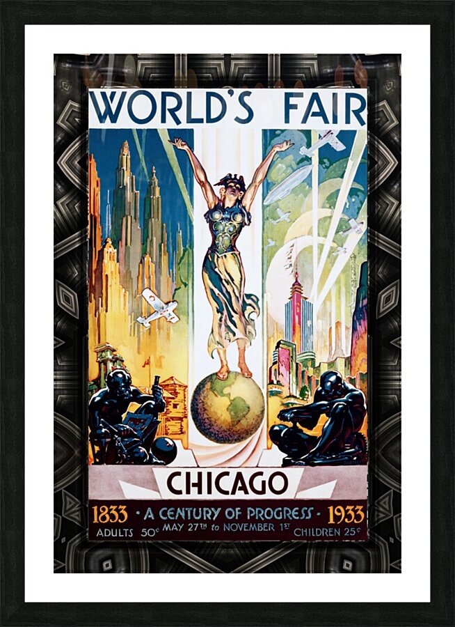 Chicago Worlds Fair - A Century of Progress Vintage Art Poster Picture Frame print