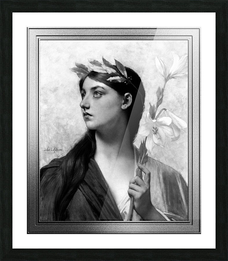 An Allegory of Victory by Jules Joseph Lefebvre Black and White Xzendor7 Old Masters Art Reproductions Picture Frame print