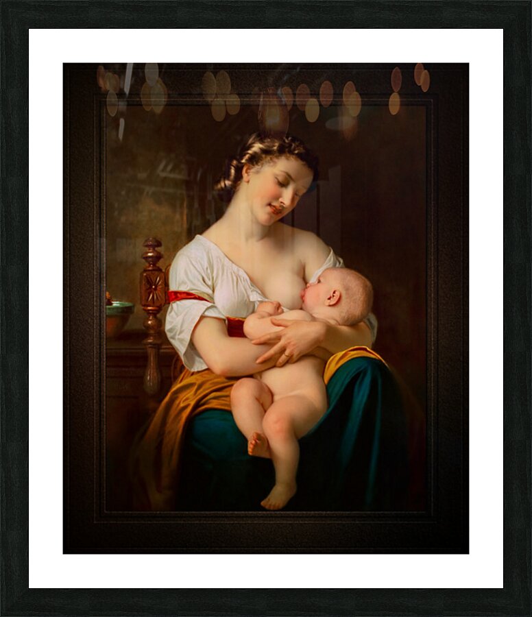 Young Mother Nursing Her Baby by Hugues Merle Remastered Xzendor7