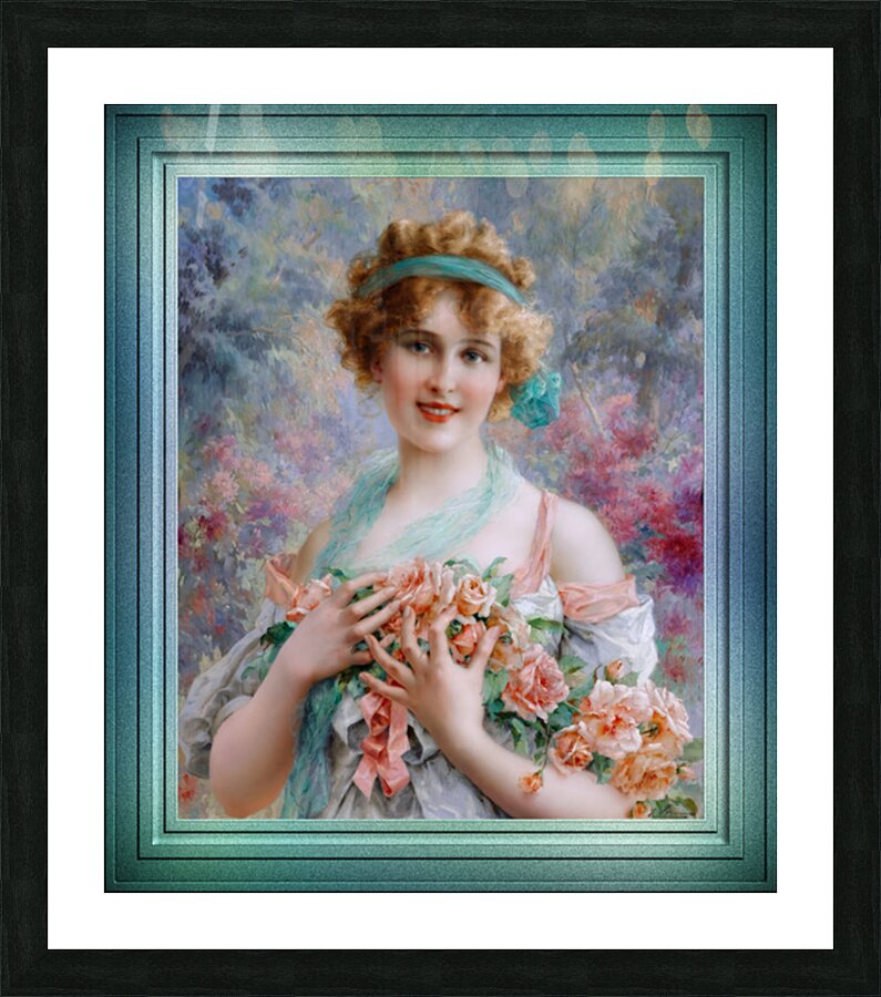 Fille Aux Roses by Emile Vernon Remastered Xzendor7 Vintage Art Old Masters Reproductions Picture Frame print