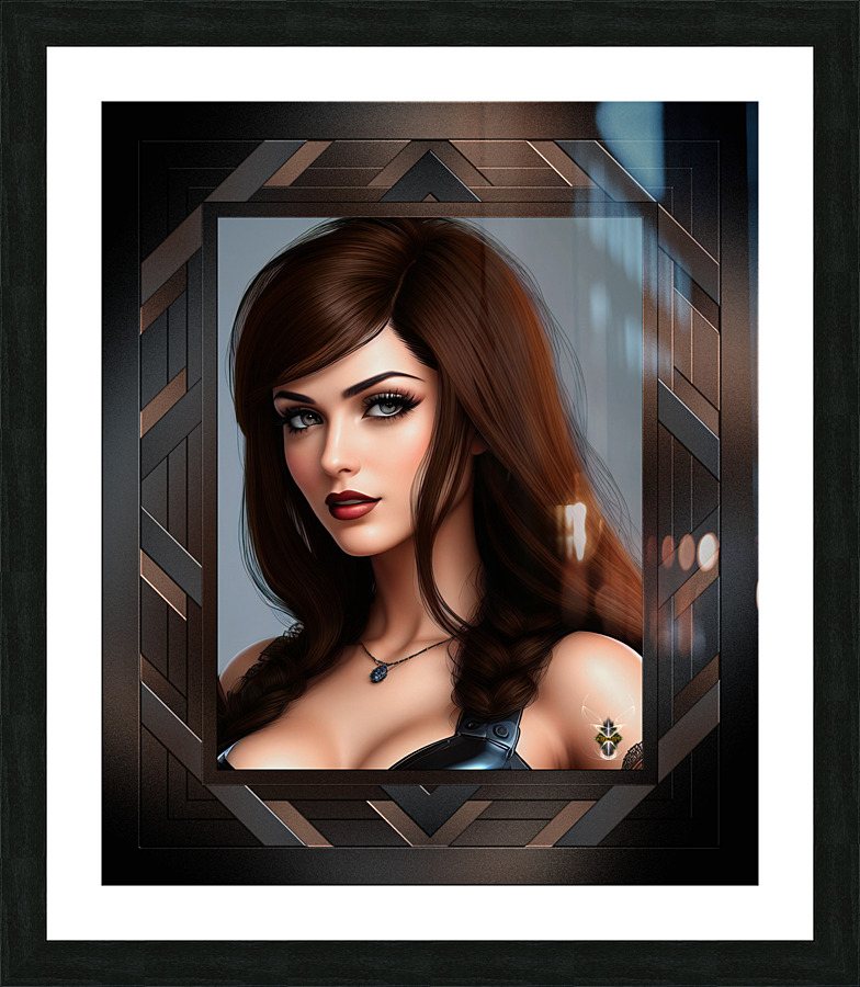 Portrait Of Maciana De Manchiani A Beautiful Fantasy AI Concept Art by Xzendor7 Picture Frame print