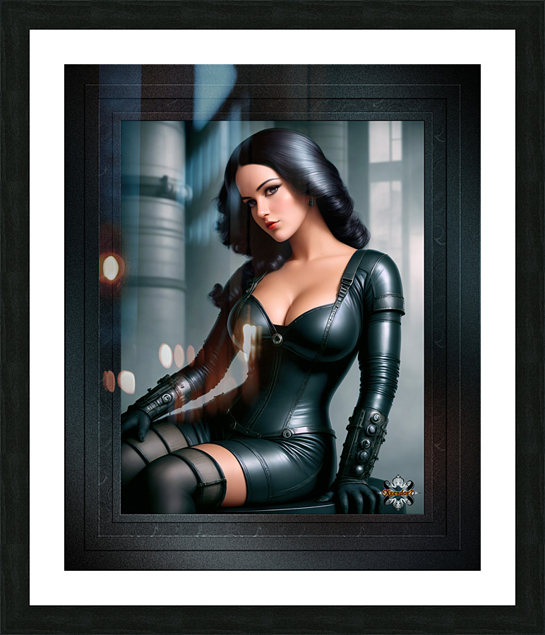 Portrait Of A Model In Industrial Renaissance Fashion Alluring And Beautiful AI Concept Art by Xzendor7 Picture Frame print