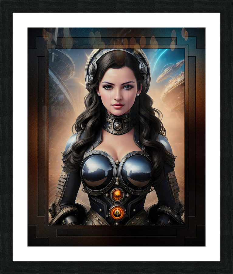 Retro Girl Of The Arkasan Space Age Alluring And Beautiful AI Concept Art by Xzendor7 Picture Frame print