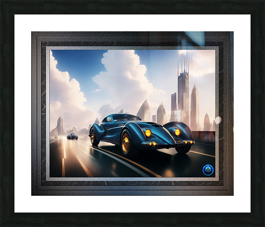 Art Deco Elegance Hits The Road The Alpha AX5 Beautiful AI Concept Art by Xzendor7 Impression et Cadre photo