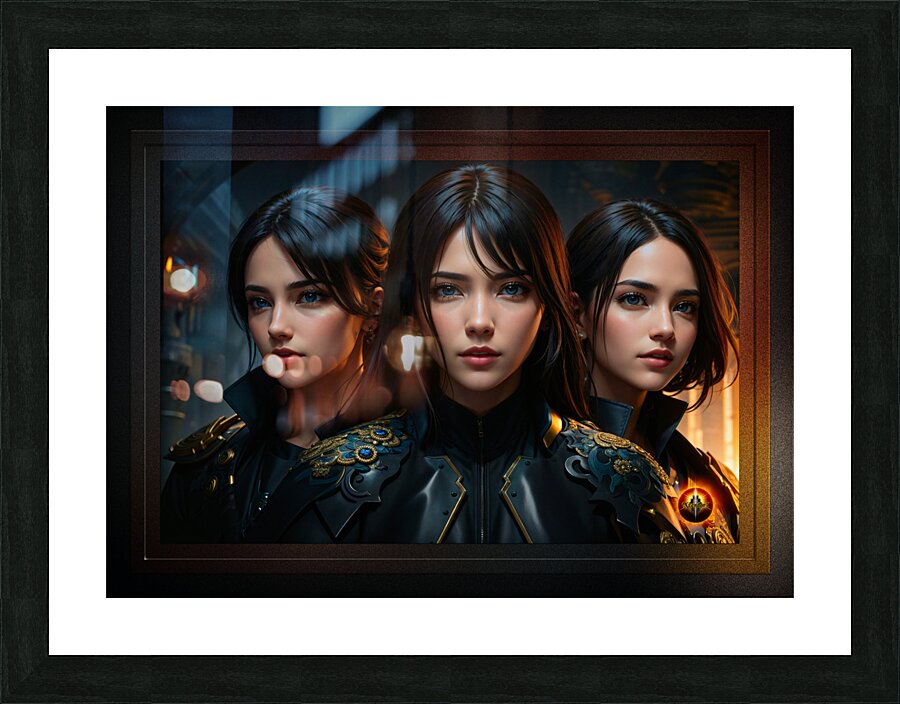 Sisters Of The Amari Mystical Fantasy AI Concept Art Portrait by Xzendor7 Picture Frame print