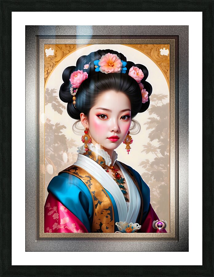 Portrait Of An Elegant Japanese Young Lady Gorgeous AI Concept Art by Xzendor7 Picture Frame print