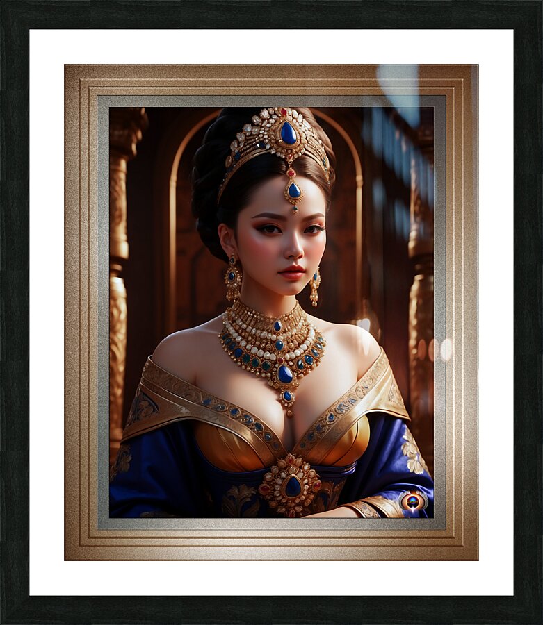 The Elegant Concubine Of Thelous Gorgeous AI Concept Art Portrait by Xzendor7 Picture Frame print