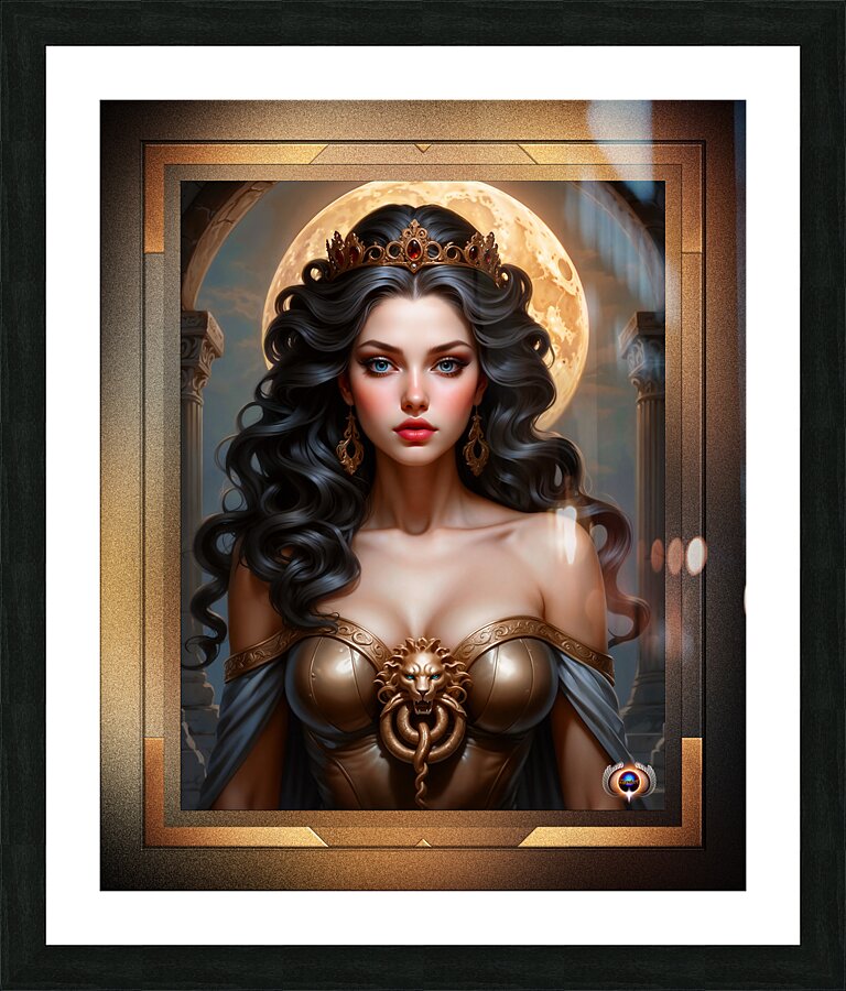 Captured By The Full Moon Captivating AI Concept Art Portrait by Xzendor7 Picture Frame print