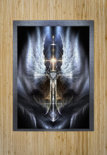 Heavenly Angel Wings Cross Fractal Art Composition by xzendor7