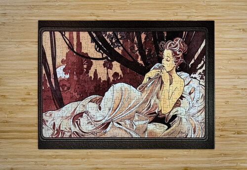 Dusk by Czech Painter Alphonse Mucha by xzendor7 Wall Art