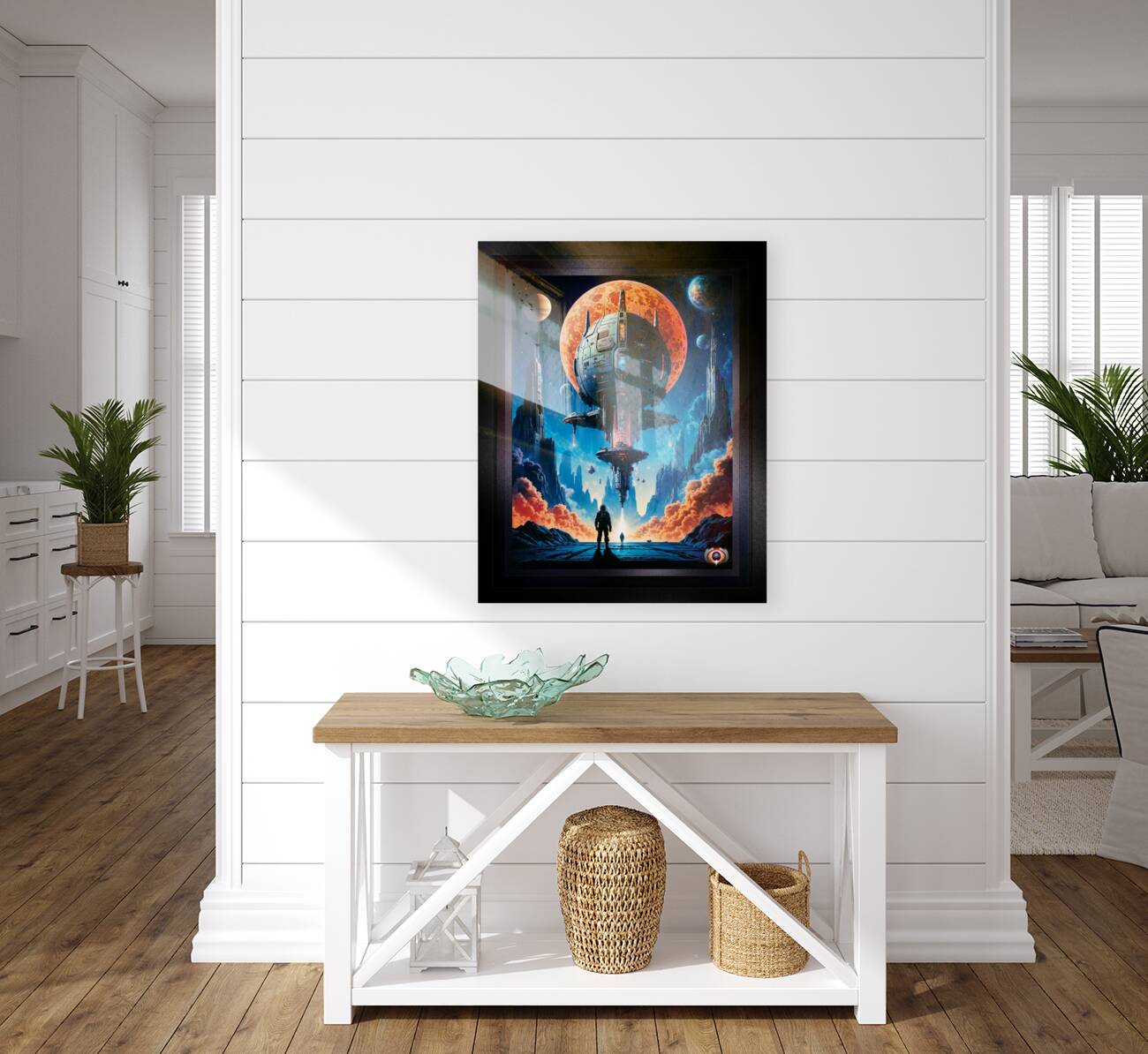 The Landing Retro Fusion Sci-Fi Space Poster Art Captivating AI