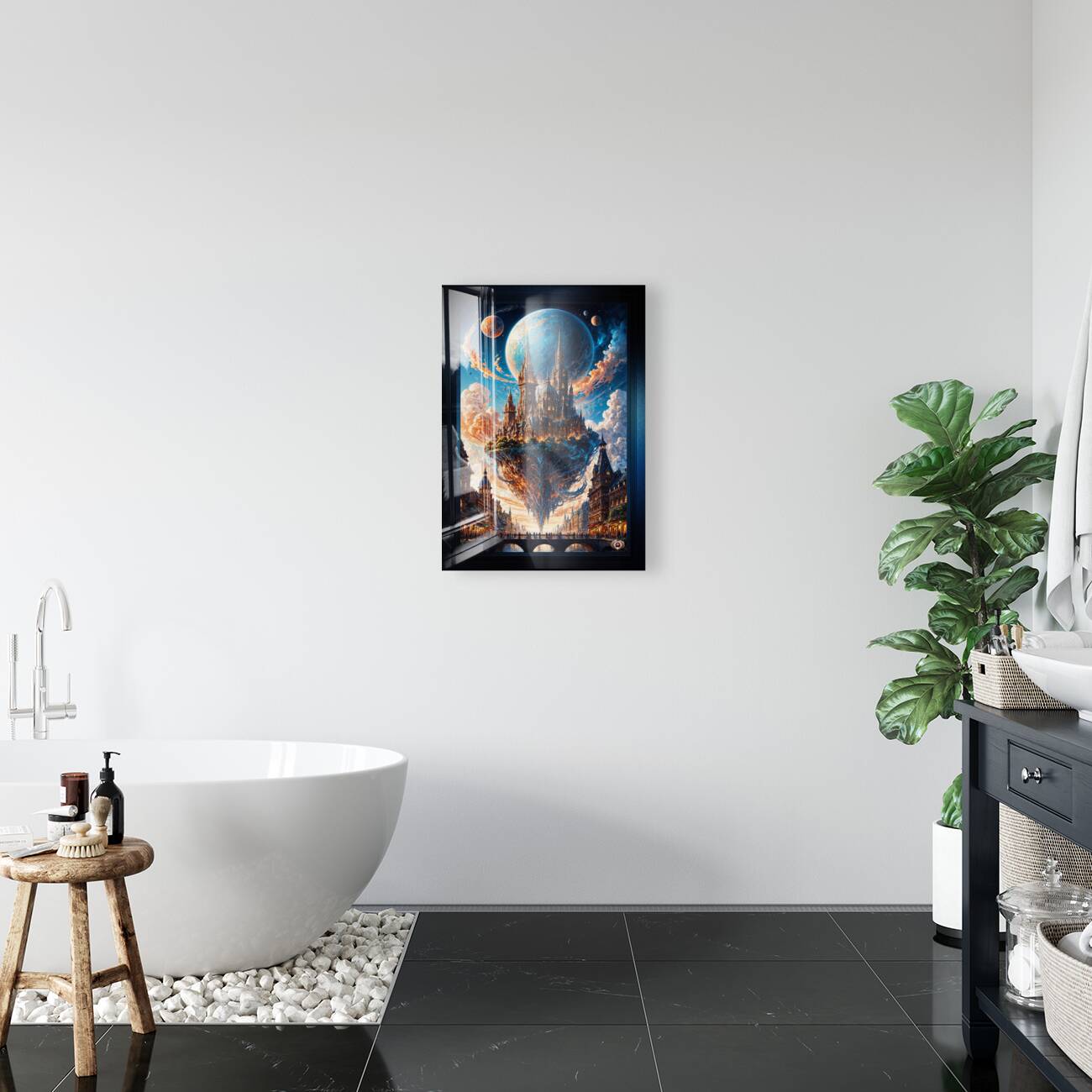 The Sky City Of Travenous Astonishing AI Concept Art Portrait by Xzendor7 Reproduction