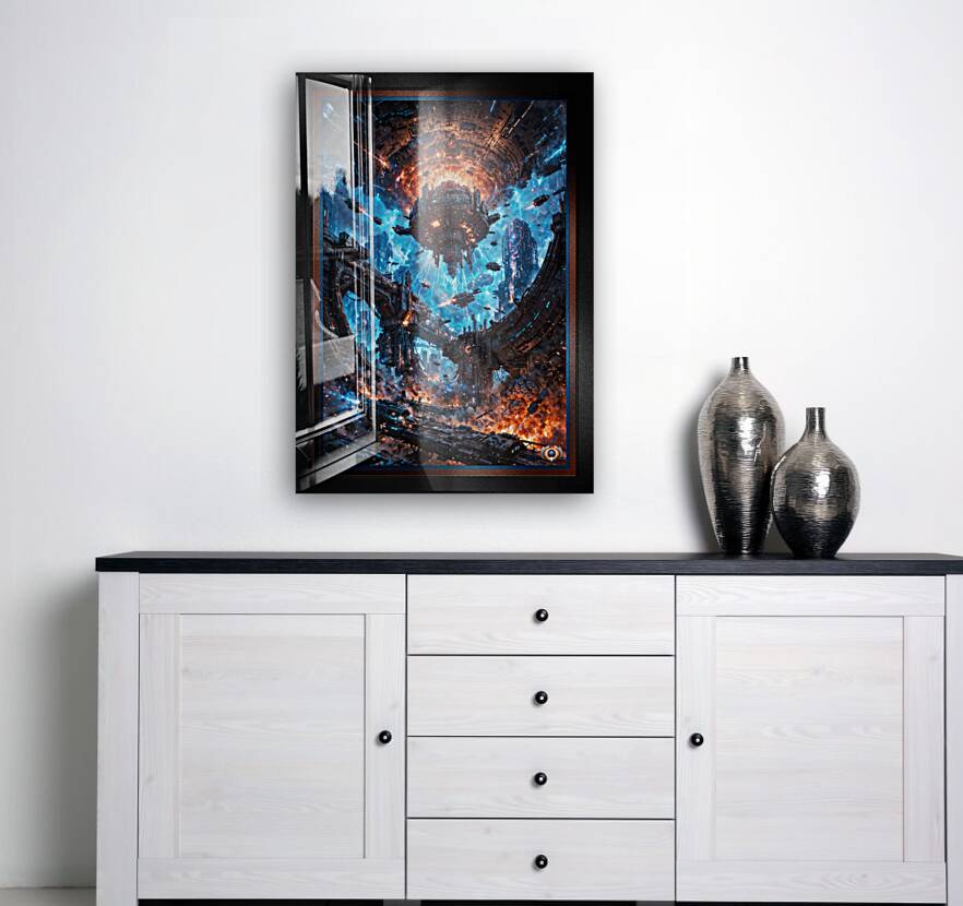 Epic Sci-Fi Abstract Battle Scene Of A Futuristic City Under Siege Stunning AI Concept Art by Xzendor7 Reproduction