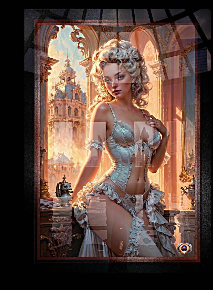 A Sensual Exquisite Baroque Portrait Of A Regal Beauty In Lingerie Mesmerizing AI Concept Art by Xzendor7 Reproduction