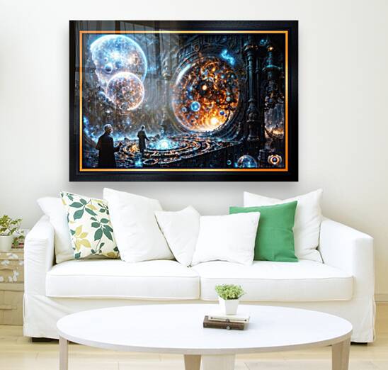 Belsuvius Observatory View Of The Celestial Realm Of The Orbs of Ostephan Awe-Inspiring AI Concept Art by Xzendor7 Reproduction