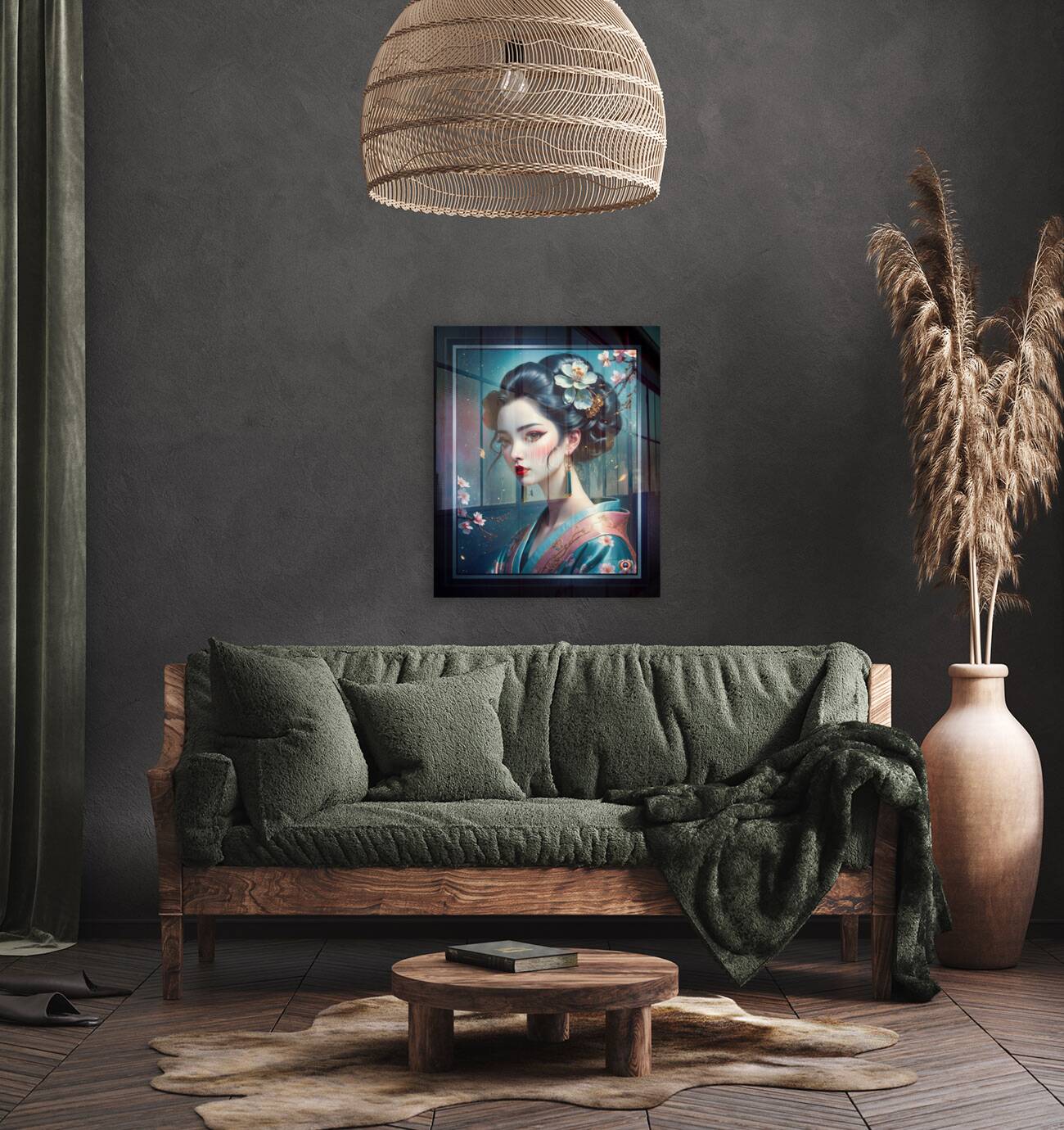 The Elegant Japanese Woman Aoi Amaya Surrounded By Cherry Blossoms Gorgeous AI Concept Art by Xzendor7 Reproduction