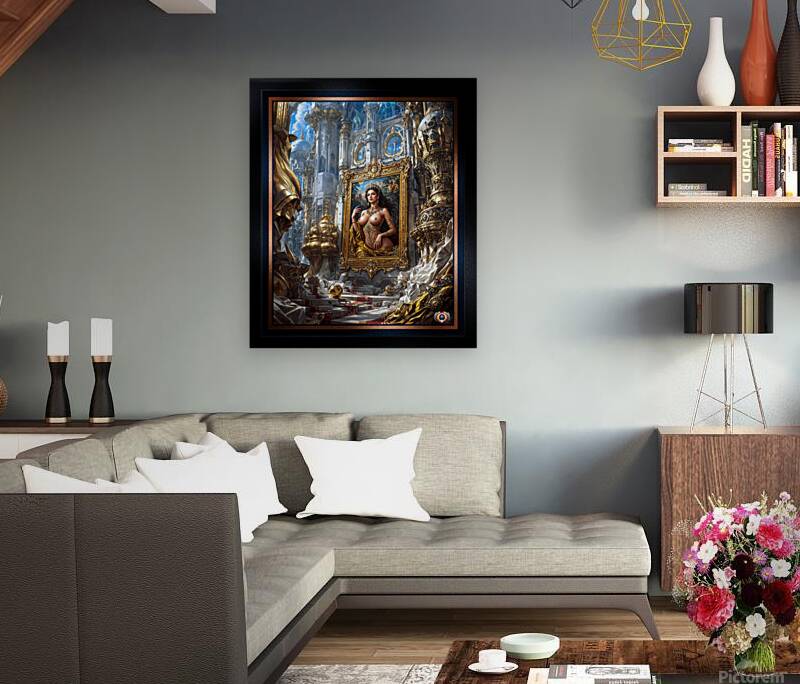 The Golden Portrait Of Kalia Falan Amidst The Treasures Of Delious Stunning AI Concept Art by Xzendor7 Reproduction
